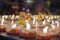 Burning candles at a Buddhist temple asian china