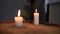 Burning Candles in Catholic Church. Blurry Background. Symbol of Christian Religious