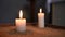 Burning Candles in Catholic Church. Blurry Background. Symbol of Christian Religious. Focus Transition 1