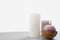 Burning candles on white background. Scented candles to create cozy atmosphere and relaxation