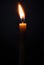 Burning candlestick on black abstract conceptual photo