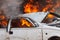 Burning car burning car - Exercise firefighters
