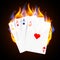 Burning Casino Poker Cards. Online casino and flaming gambling concept.