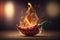 Burning Chili Pepper on Fire, vegan and healthy