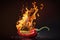 Burning Chili Pepper on Fire, vegan and healthy