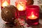 Burning christmas lanterns and decoration