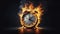 Burning Clock Dial Symbolizing Ephemeral Time