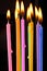 Burning colorful candles birthday candles