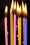 Burning colorful candles birthday candles