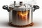 Burning Countertop Pressure Canner On A White Background. Generative AI