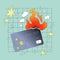 Burning Credit Card Comic Style Illustration