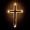 burning cross in black background