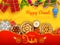 Burning diya with assorted sweet and snack on Happy Diwali Holiday background for light festival of India