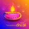 Burning diya on Happy Diwali Holiday background for light festival of India