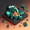 burning embers and jade, isometric low poly view AI generation