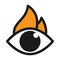 Burning Eye icon Flat design. Fiery eyes vector illustration