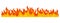 Burning fire flame banner horizontal, flat style