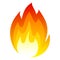 Burning fire icon, yellow red flaming symbol