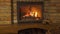 Burning Fireplace - a glowing fire in the stone fireplace to warm at night