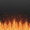 Burning flame fire border template realistic vector mockup illustration isolated.