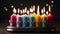 Burning flame illuminates night, celebrating spirituality with vibrant candlelight generated by AI