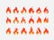 Burning flames vector set isolated on transparent
