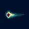 Burning flying comet asteroid pixel celestial body