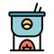 Burning fondue icon vector flat