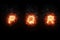 Burning font p, q, r, fire word text with flame and smoke on black background, concept of fire heat alphabet decoration