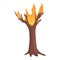 Burning forest disaster icon, cartoon style