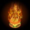 Burning Fresh Hamburger with Fire Flame