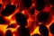 Burning glowing coal fire - close-up background