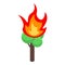 Burning green tree icon, isometric style