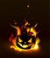 Burning Halloween lantern