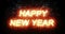 Burning happy new year fire word text with flame and smoke in fire on black background with alpha channel, 2018, 2019, 2020 ,2021