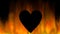 Burning heart, black heart silhouette in flames, abstract video background