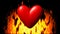 Burning heart in fire seamless loop video