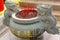 Burning Incense sticks in joss-stick pot in a chinese buddhism temple in Penang, Malaysia