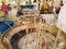 Burning incenses in big bowls at Thai Buddhism temple