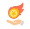 Burning Japanese yen  inflation , soaring  vector icon illustration