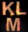 Burning KLM letters, burning alphabet