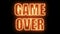 Burning letters of Game over text on black, 3d render background, computer generating for gaming