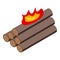 Burning logs icon, isometric style