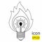 Burning match with fire, lamp icon, Match icon, flash of ideas, decisions. Vector Icon.