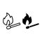 Burning match line and glyph icon. Flame and match vector illustration isolated on white. Fire and match stick outline