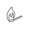 Burning match line icon