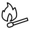 Burning match line icon. Flame and match vector illustration isolated on white. Fire and match stick outline style