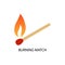 Burning match sign vector icon. Vector illustration eps 10