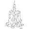 Burning melted candle line art