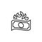 Burning money bill line icon